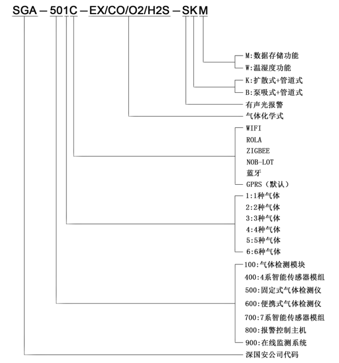 無(wú)線氣體檢測(cè)儀命名規(guī)則